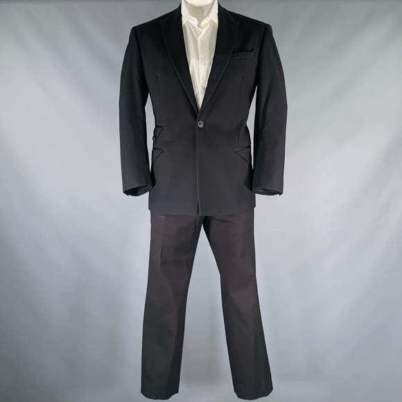 JUST CAVALLI Black Cotton Blend Single Breasted Tuxedo - Picture 3 of 16